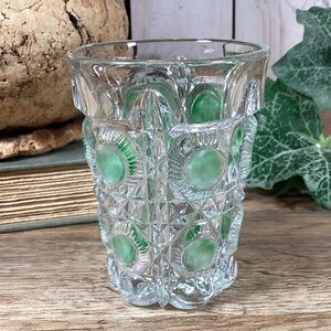 Antique EAPG Green Flash Bullseye & Daisy Drinking Glass
